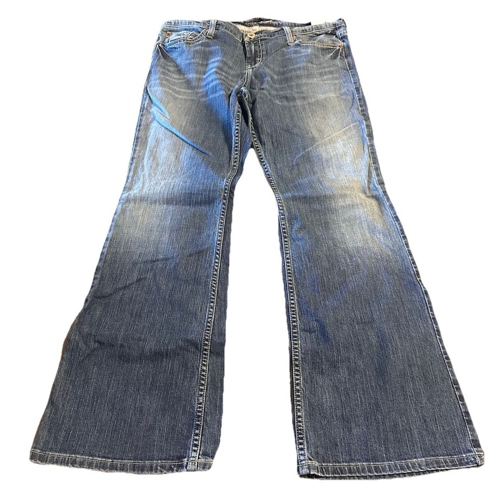 American Eagle Artist Flare Jeans Low Rise Size 16 Stretch Med-Dark Wash.